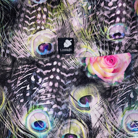 LINEAGE Peacock 🦚 Feather 🪶 Pink Rose 🩷🌹 Leggings - Picture 15 of 15